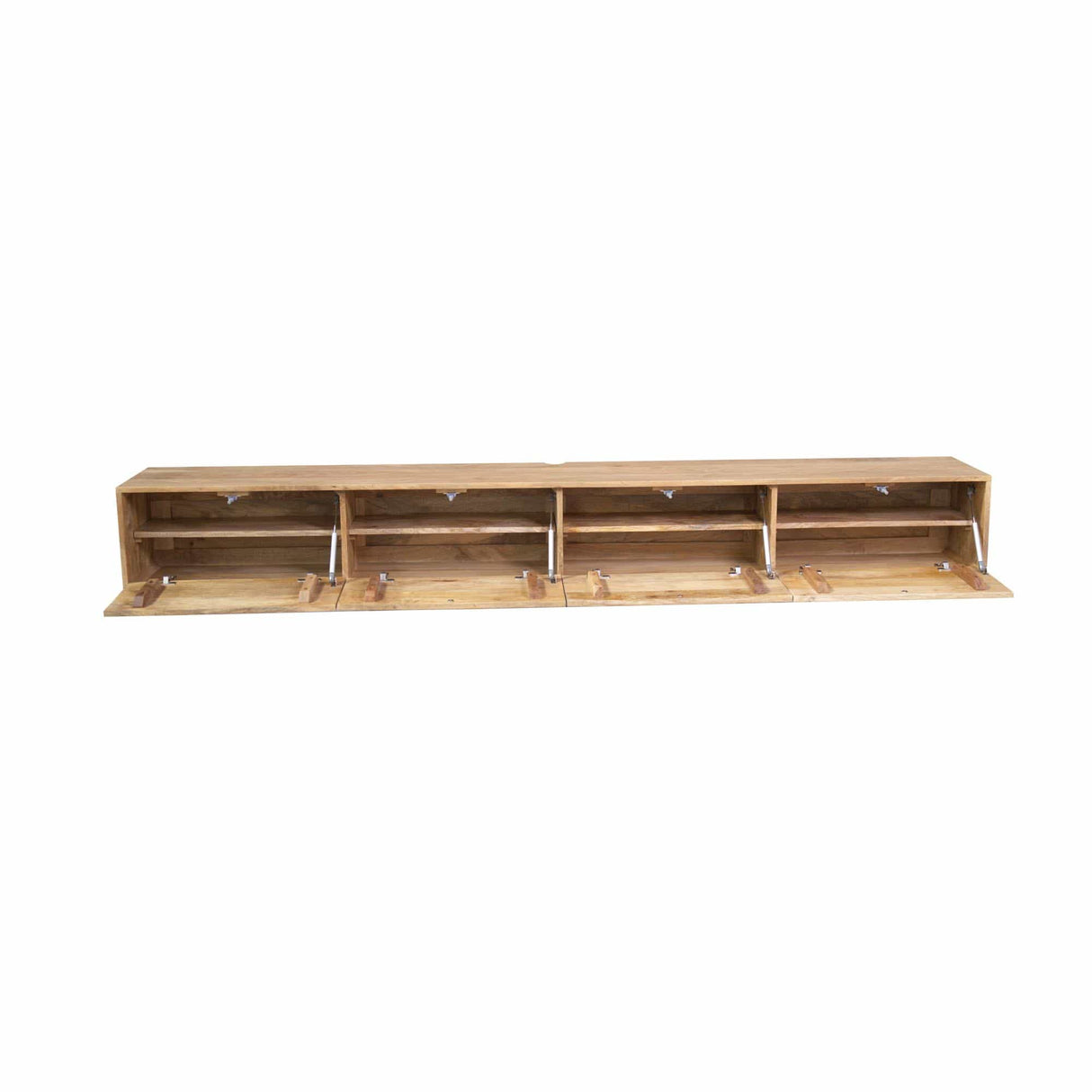 Zwevend TV-meubel - Naturel Mangohout - 240 cm - 4 Deuren - Push-to-Open Entertainment Centers & TV Stands Starfurn