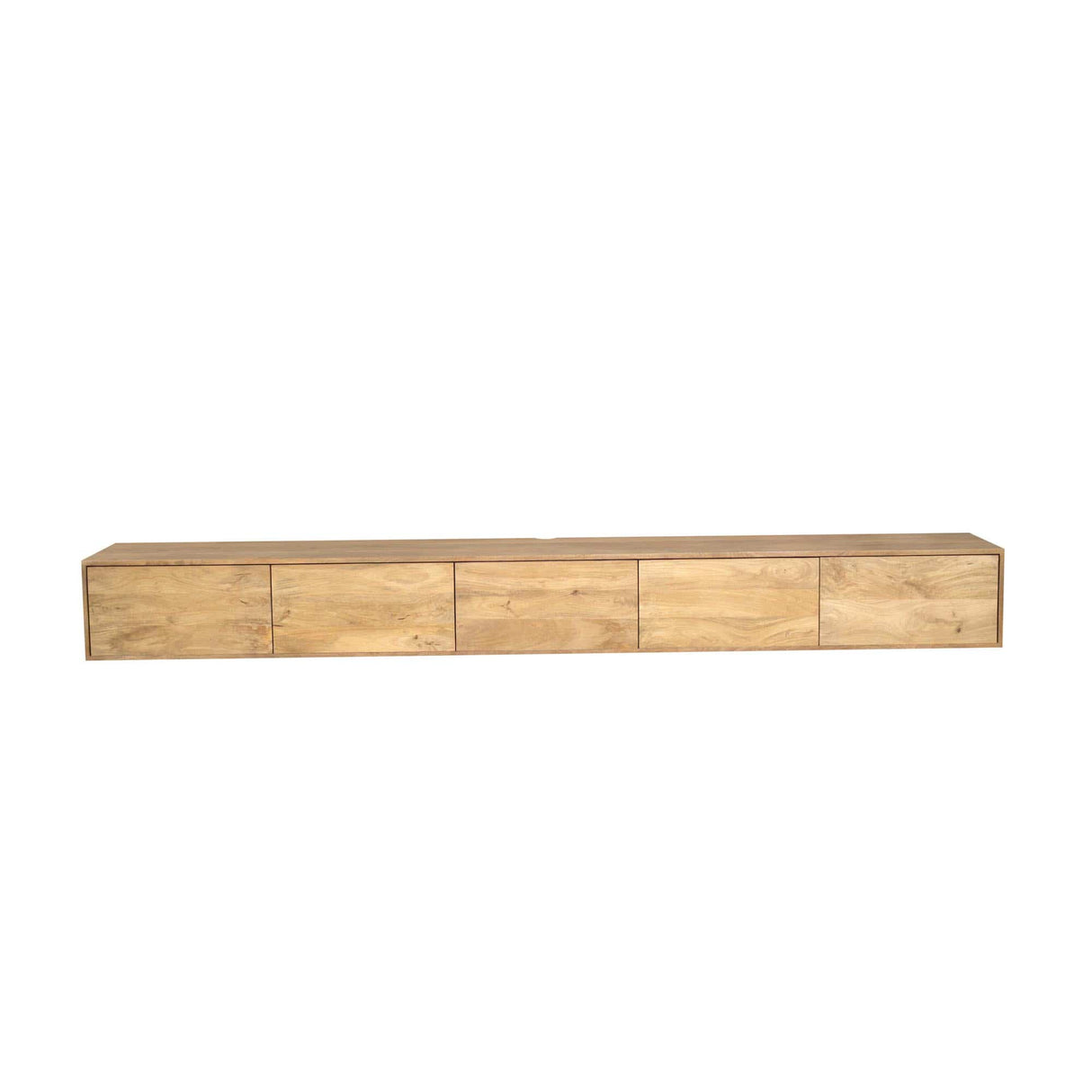 Zwevend TV-meubel - Naturel Mangohout - 280 cm - 5 Deuren - Push-to-Open Entertainment Centers & TV Stands Starfurn