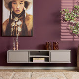Zwevend Tv-meubel - Taupe Mangohout - 160 cm - 2 Lades & 2 Open Vakken Entertainment Centers & TV Stands Starfurn