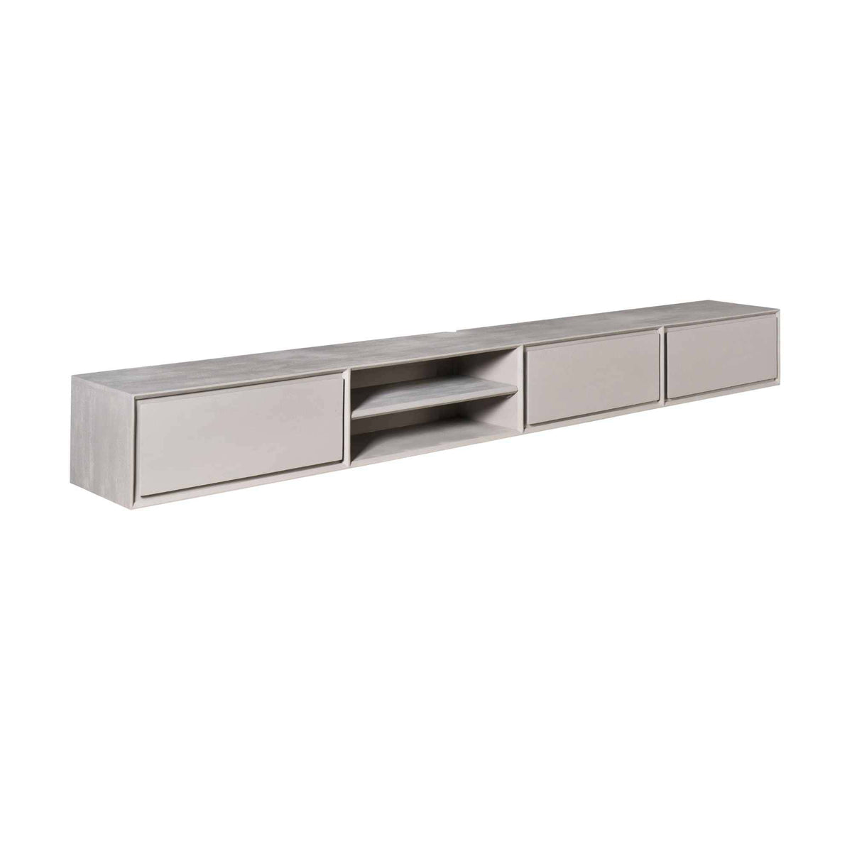 Zwevend Tv-meubel - Taupe Mangohout - 240 cm - 3 Lades & 2 Open Vakken Entertainment Centers & TV Stands Starfurn
