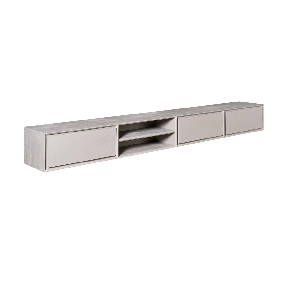 Zwevend Tv-meubel - Taupe Mangohout - 280 cm - 3 Lades & 2 Open Vakken Entertainment Centers & TV Stands Starfurn