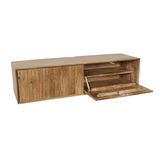 Zwevend TV-meubel Zand Mangohout - 120 cm - Verticaal Lattenpatroon en Push-to-Open Entertainment Centers & TV Stands Starfurn